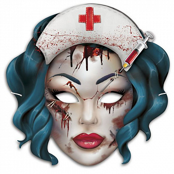 Маска медсестры зомби картонная